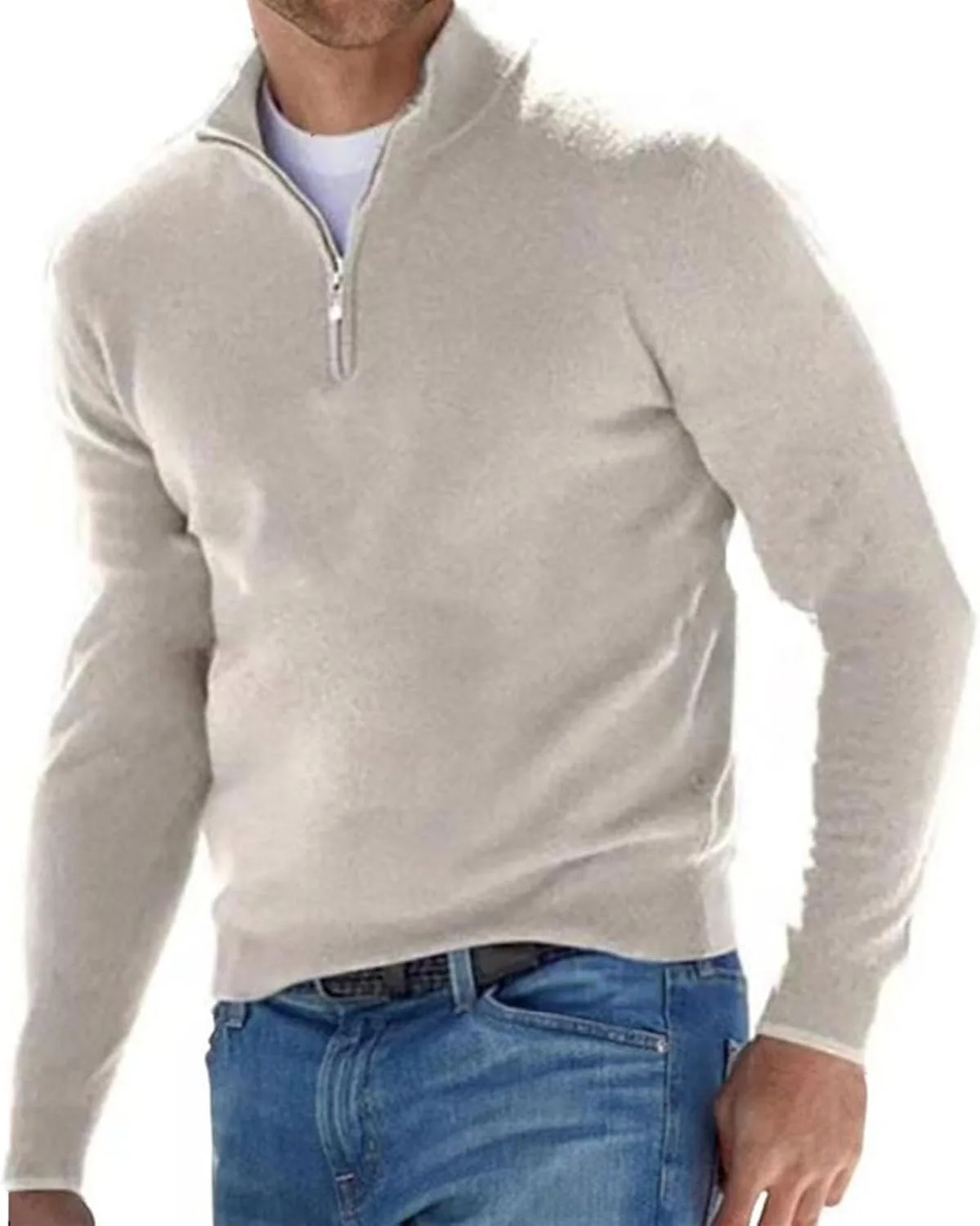 

Свитер-поло с воротником-стойкой и рифленым краем xoxingysm