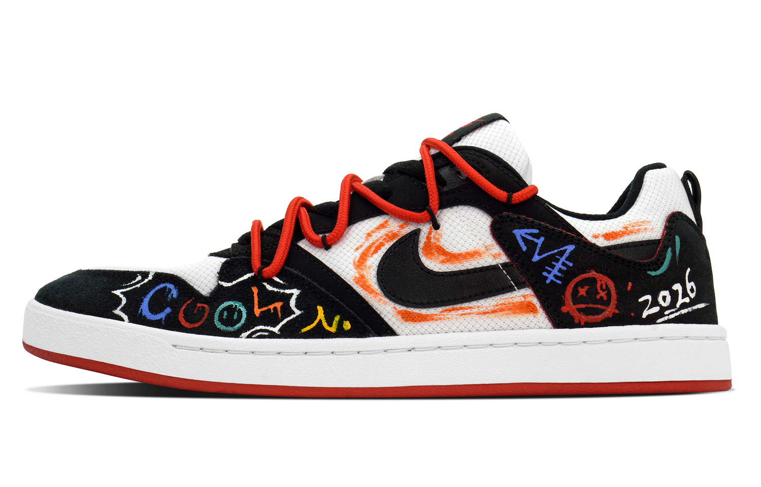 

Nike SB Alleyoop DEER Хип-хоп Граффити Износостойкие низкие скейтбордные кроссовки для мужчин, черный с красным