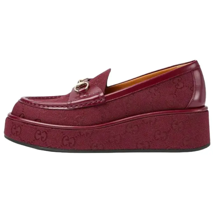 GUCCI Лоферы женские 5 см бордовые