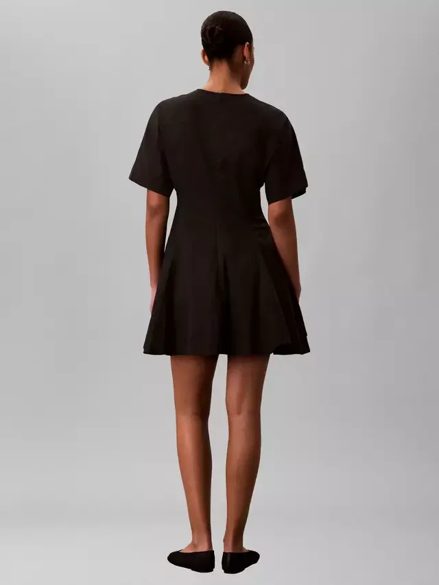 Мини-платье из поплина с короткими рукавами, черное Calvin Klein — фото 3
