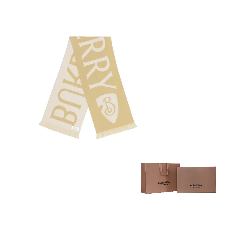 

Burberry Джинсовый шарф с вышитым логотипом и бахромой, Beige