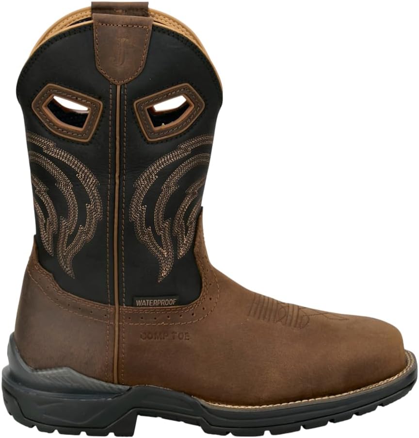 

Мужские ботинки Justin Original Workboots Slickline 28 см с водонепроницаемым нанокомпозитным носком для работы/службы - коричневые