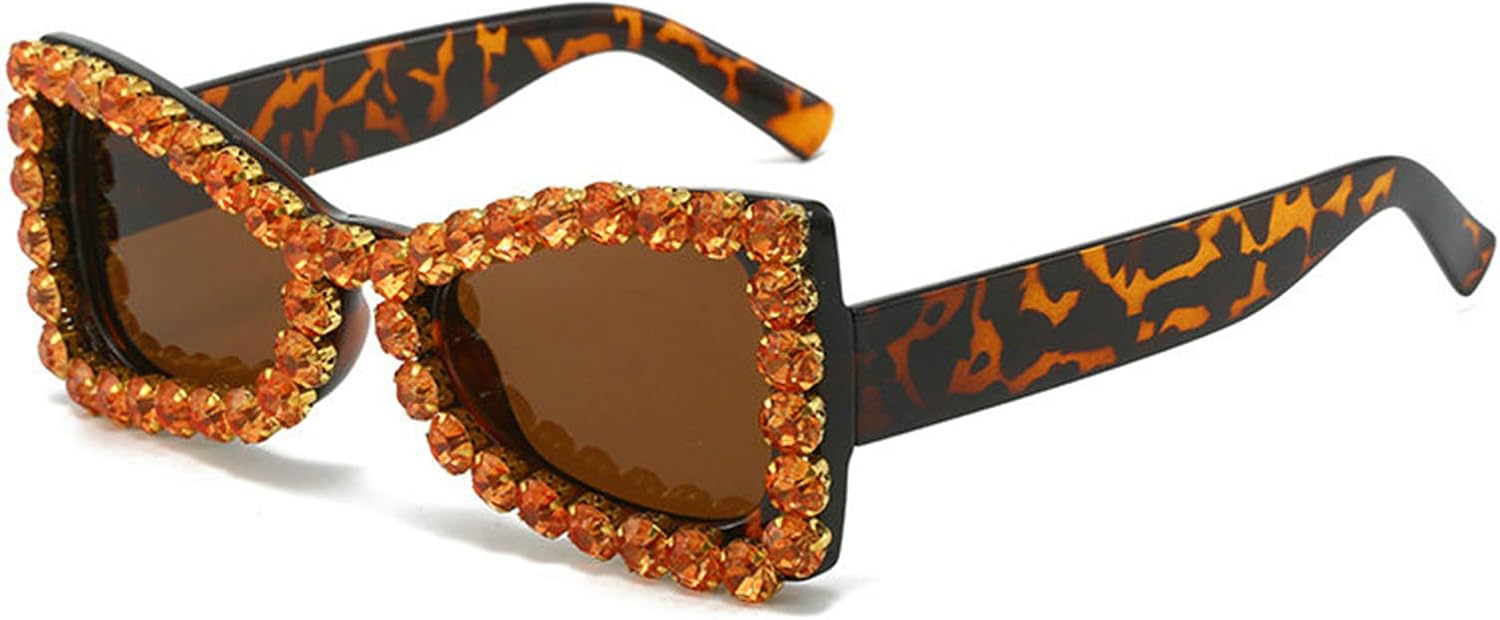 

Солнцезащитные очки Diamond Butterfly черные женские в стиле ретро с драгоценными камнями и стразами, сверкающие кристаллами, роскошные очки с блестками helena, Leopard