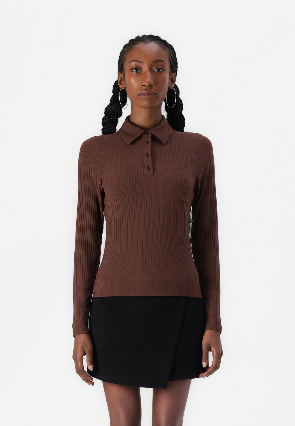 

Топ с длинными рукавами WIDE RIB POLO Abercrombie & Fitch, коричневый