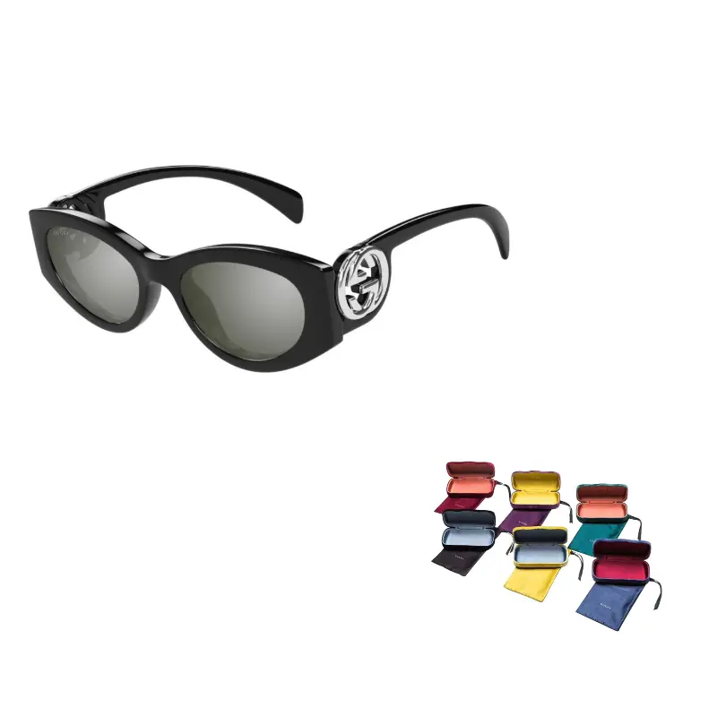 

Gucci Солнцезащитные очки овальной формы с логотипом бренда, унисекс, черные