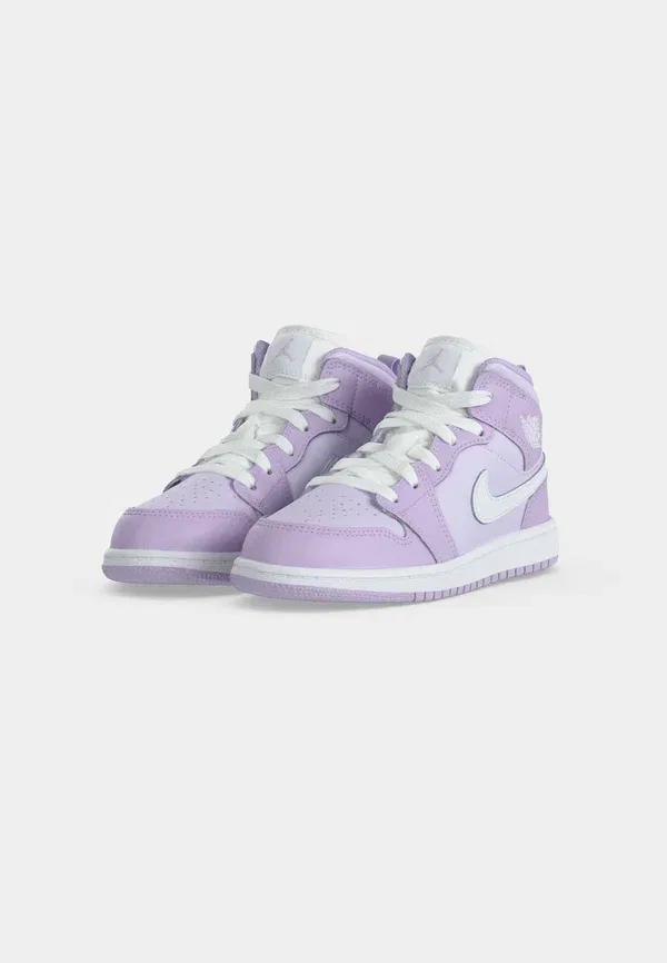 Кроссовки высокие Jordan 1 Mid High Top, фиолетовый туман/белый/едва виноградный — фото 3