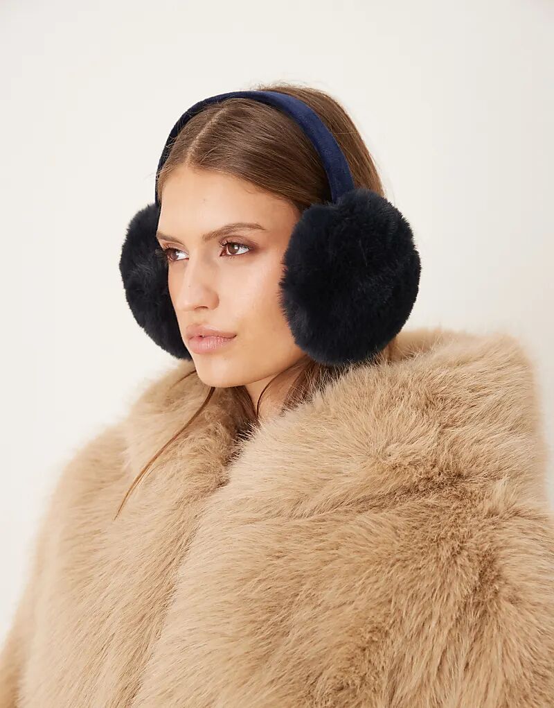 

Роскошные наушники из искусственного меха Accessorize темно-синего цвета