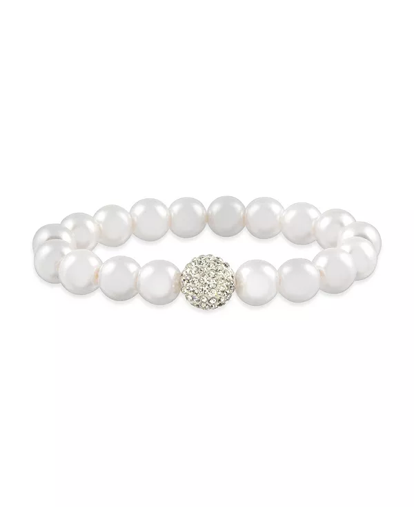 

Искусственный жемчуг с кристальным эластичным браслетом Macy'S, white