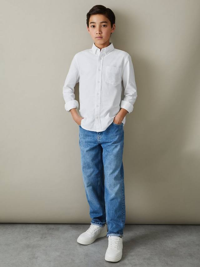 Детская рубашка Greenwich из хлопкового оксфорда Reiss, White — фото 2