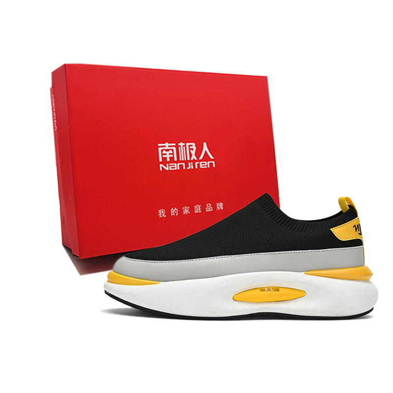 

NANJIREN Низкие повседневные мужские туфли черно-желтые [Коробка], цвет Black Yellow[Box]