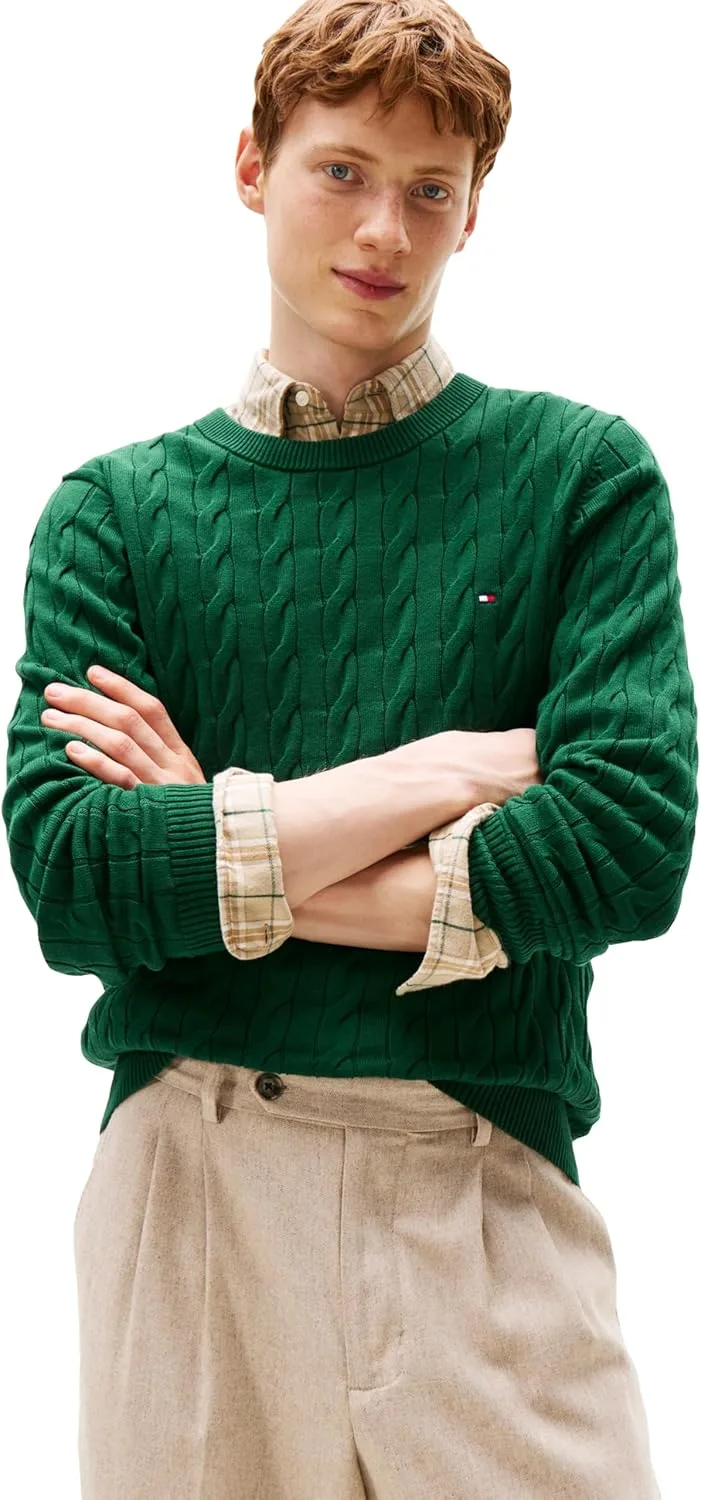 

Томми Хилфигер мужской легкий свитер с косой вязкой Tommy Hilfiger