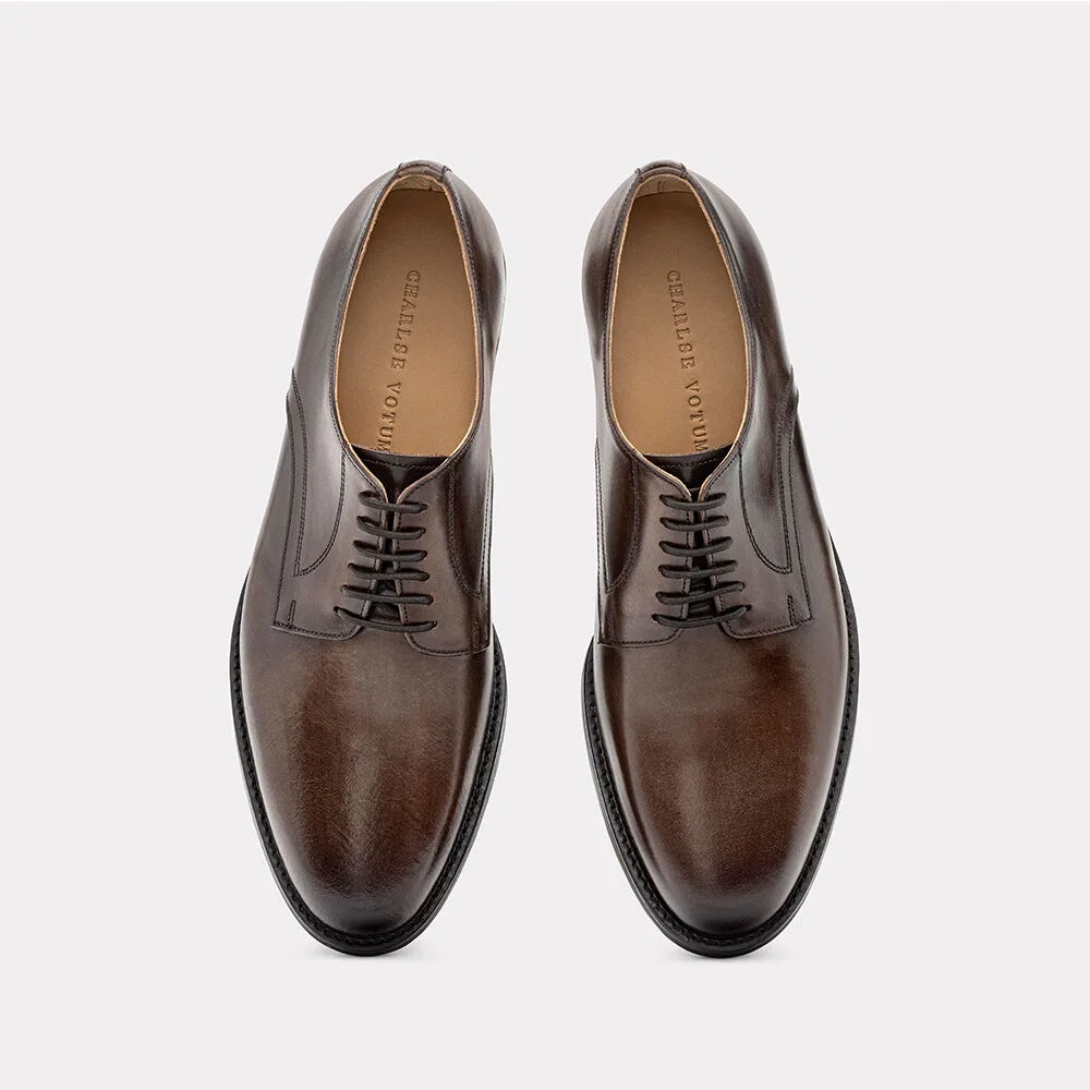 Мужские дерби Charlse Votum Plain Toe Deluxe коричневые — фото 2