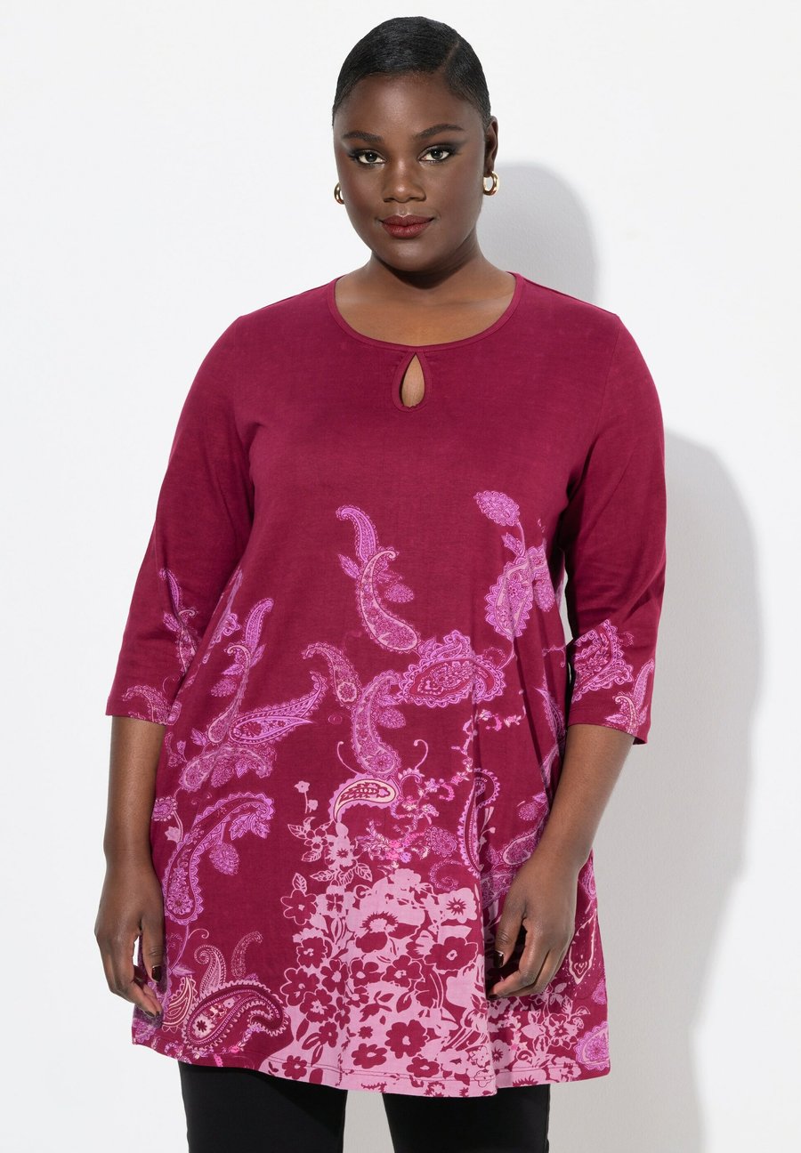 

Топ Ulla Popken PAISLEY PLACEMENT PRINT 3/4 SLEEVE, Mauve