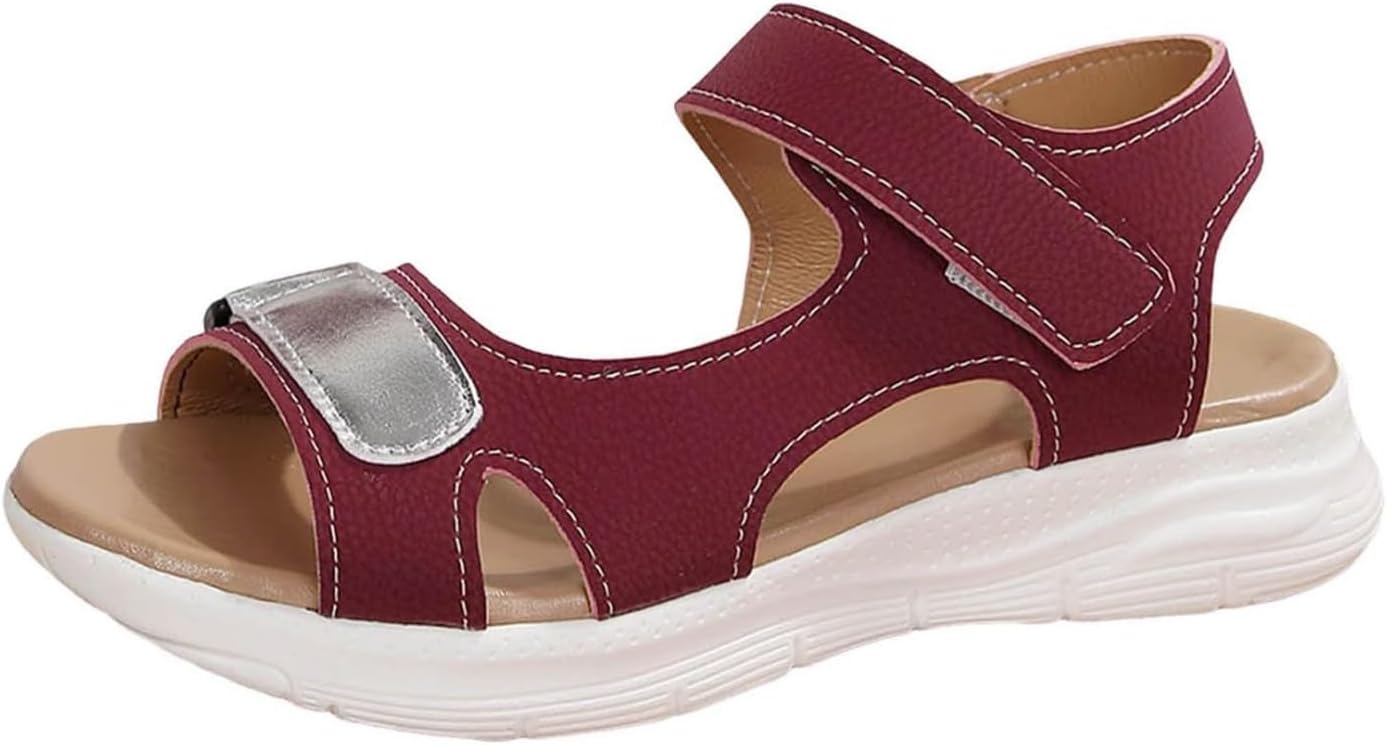 

Ортопедические сандалии ZWRXW для женщин с мягкой амортизирующей подошвой, удобной поддержкой свода стопы, регулируемым ремешком, платформой и танкеткой, летние сандалии для активного отдыха и путешествий, красный