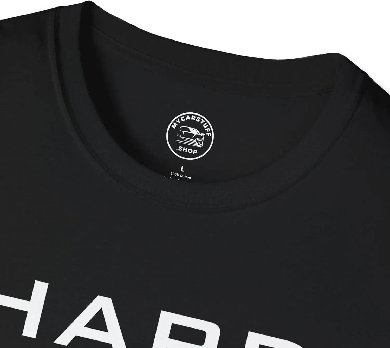Футболка Brock Majors “Hard” Soft-Style – черная футболка с круглым вырезом и крупными белыми буквами | Удобная хлопковая футболка с графическим принтом — фото 3