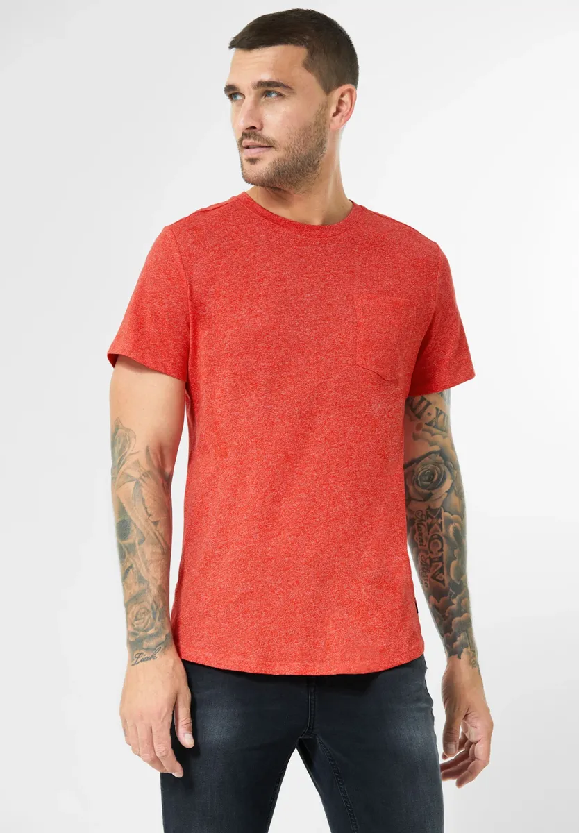

Футболка STREET ONE MEN, с нагрудным карманом, цвет Flame Red Melange