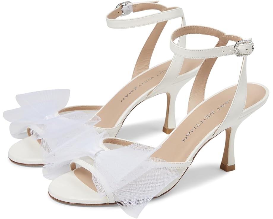 

Туфли Stuart Weitzman Blushing Bow 75 San, цвет Cream/White
