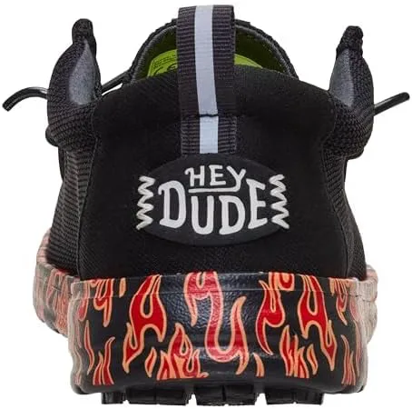 Мужские слипоны HEYDUDE Wally Work CE | Легкая сертифицированная рабочая обувь CE | Водоотталкивающая и противоскользящая подошва, черный/красный — фото 3