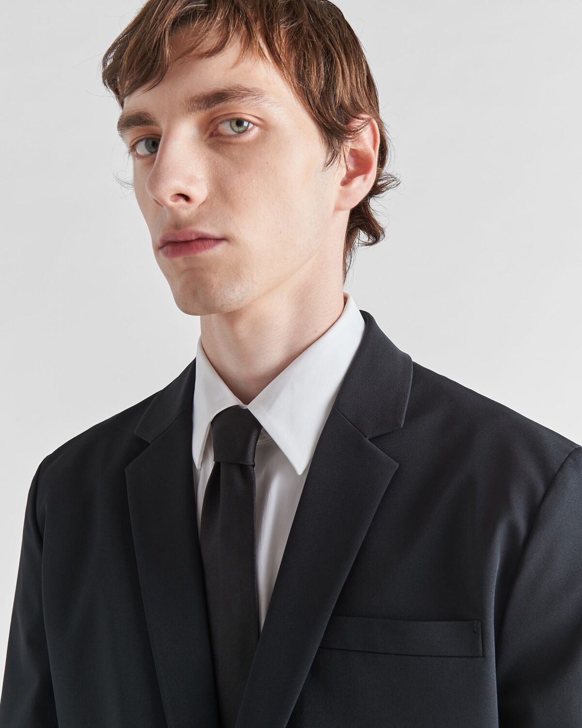 Однобортный костюм из технологичного стрейч-материала Prada, черный — фото 3