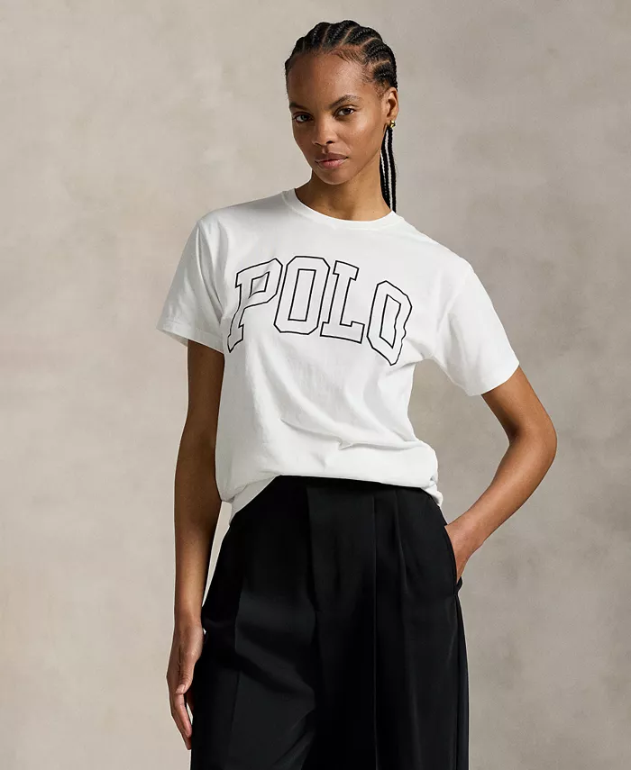 

Женская футболка из хлопкового джерси с логотипом и круглым вырезом Polo Ralph Lauren, белый
