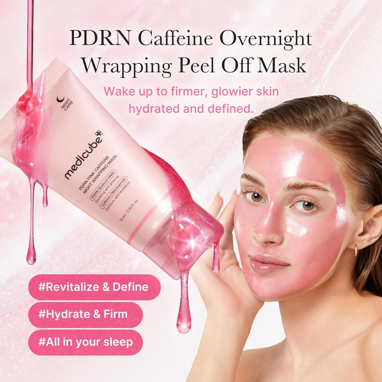 Маска для лица Medicube — Ночная -пленка для лица «PDRN Caffeine Overnight Rollable Peel-Off» от, 75 мл — фото 3
