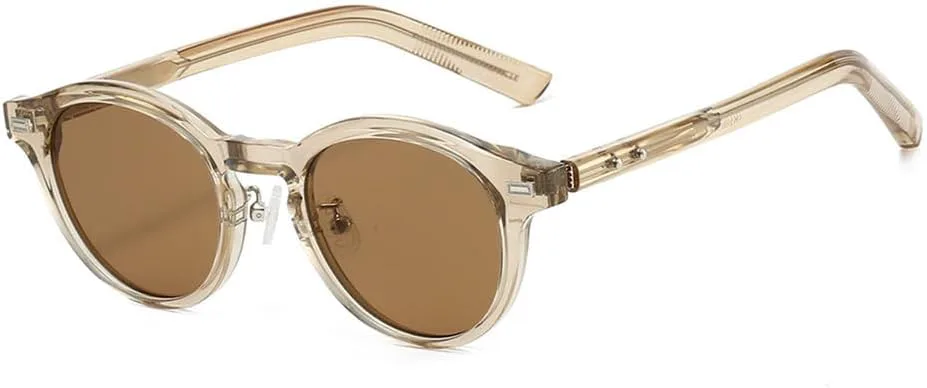 

Солнцезащитные очки UV400 с круглыми линзами и заклепками, конфетного цвета, для женщин и мужчин, для бега и занятий спортом на открытом воздухе UYPTK, Champagne Tea