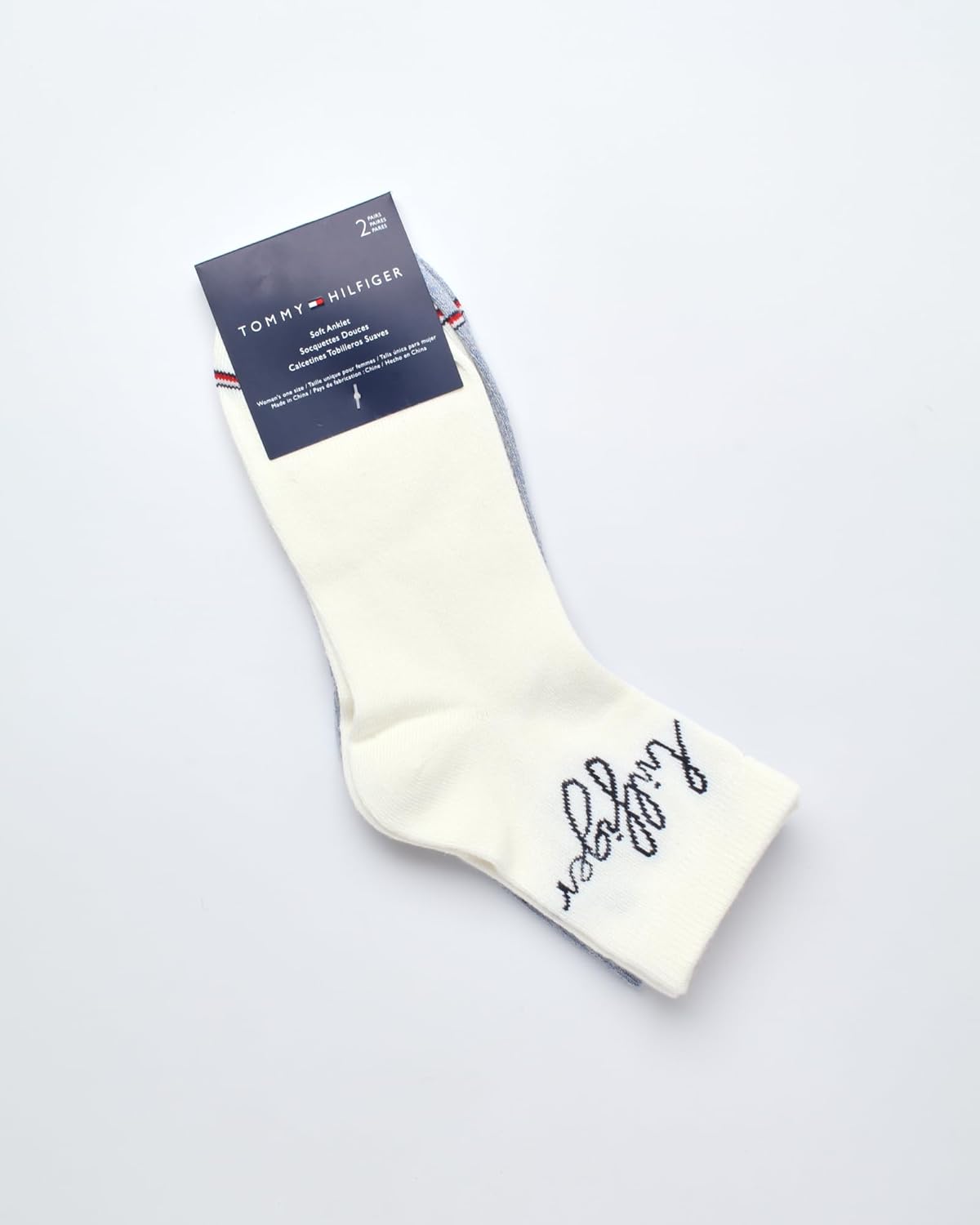 Женские носки Tommy Hilfiger Crew Socks - 2 пары повседневных мини-носков длиной до середины голени с влагоотводящими свойствами для женщин (размеры: 4-10), Off White Assorted — фото 3