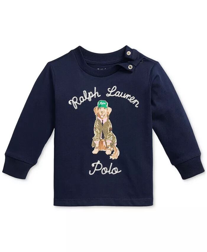 

Детская футболка из хлопкового джерси для собак Polo Ralph Lauren, синий
