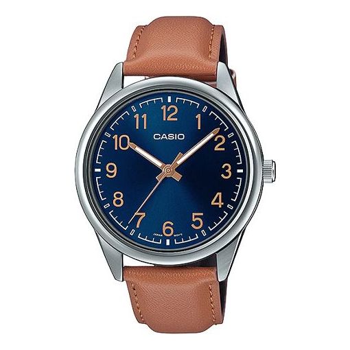 

Часы Men's CASIO DRESS Series Minimalistic Retro Small Business Watch Navy Blue Mens Brown Analog, коричневый
