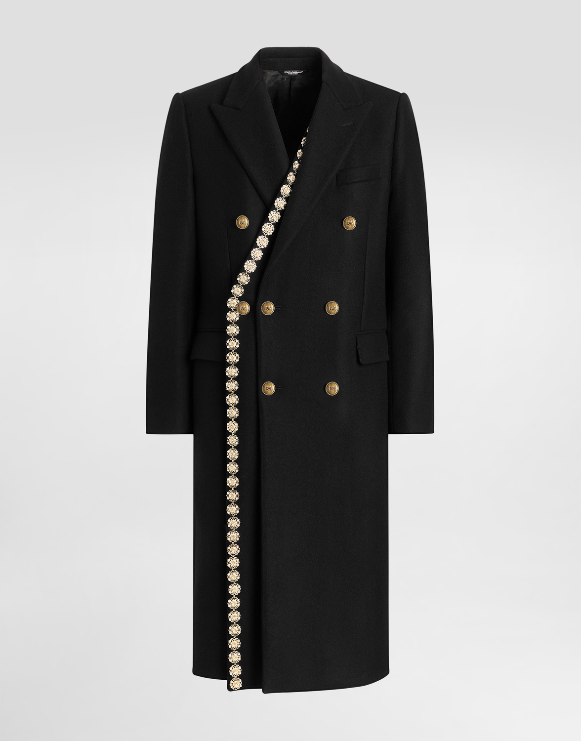 

Двубортное украшенное пальто Dolce & Gabbana, черный