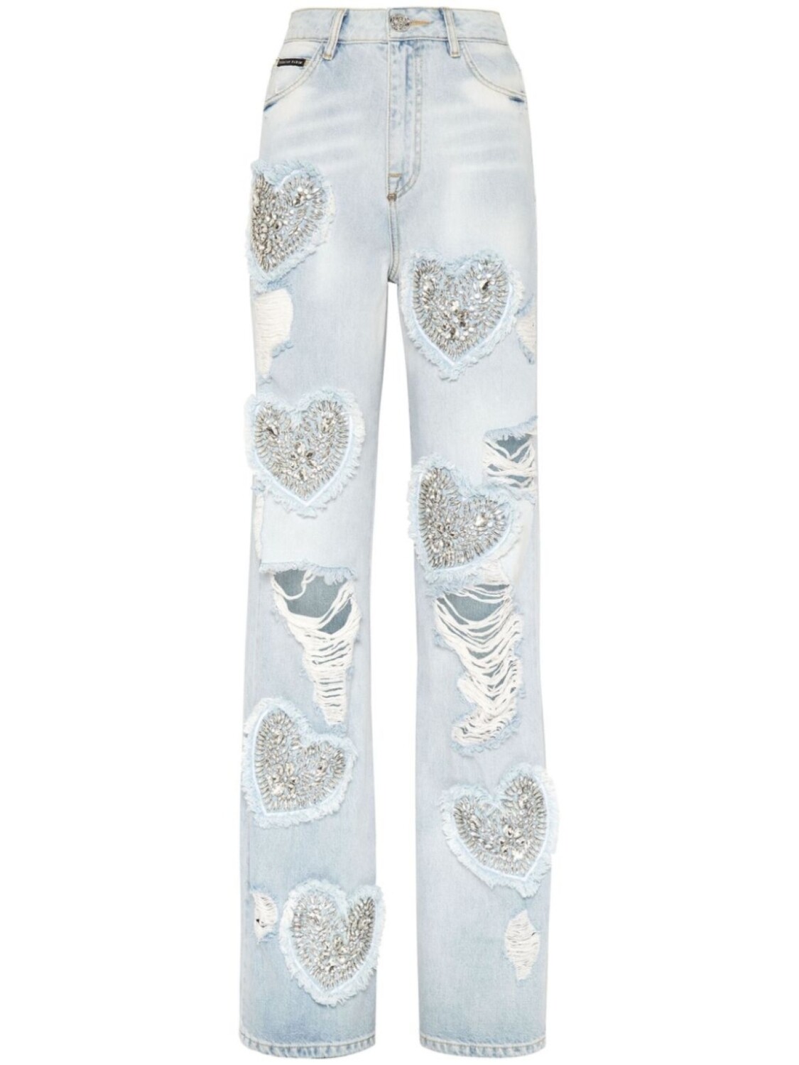 

Philipp Plein широкие джинсы Heart с завышенной талией, синий