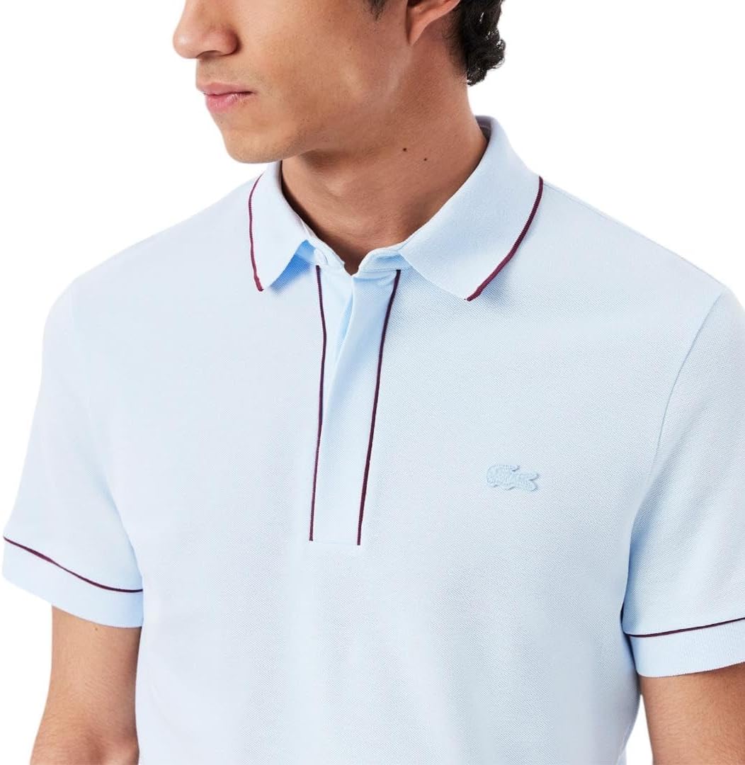 Lacoste мужская парижская поло с коротким рукавом regular fit и контрастным воротником и рукавами, Rill Blue — фото 2