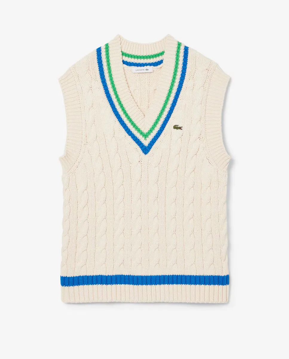 

Женский жилет с V-образным вырезом и узором в виде восьмерок Lacoste, белый