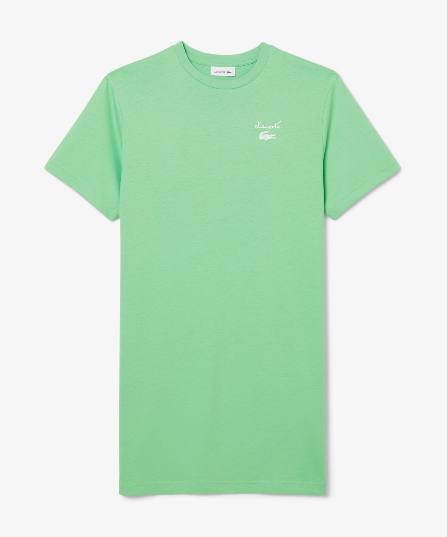 Платье-футболка LACOSTE оверсайз, хлопок, зеленый — фото 3