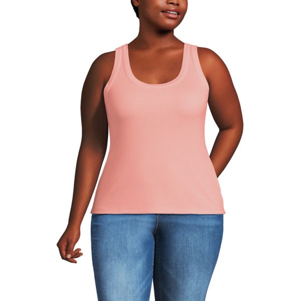 

Облегающий топ с драпировкой из рубчика для полных Lands' End, цвет sunset coral pink