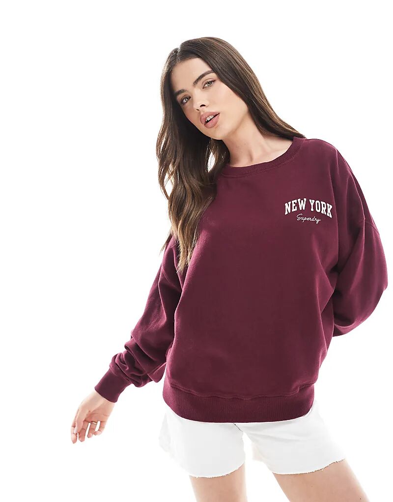 

Свободная толстовка Superdry Athletic Essentials цвета портвейн-красный