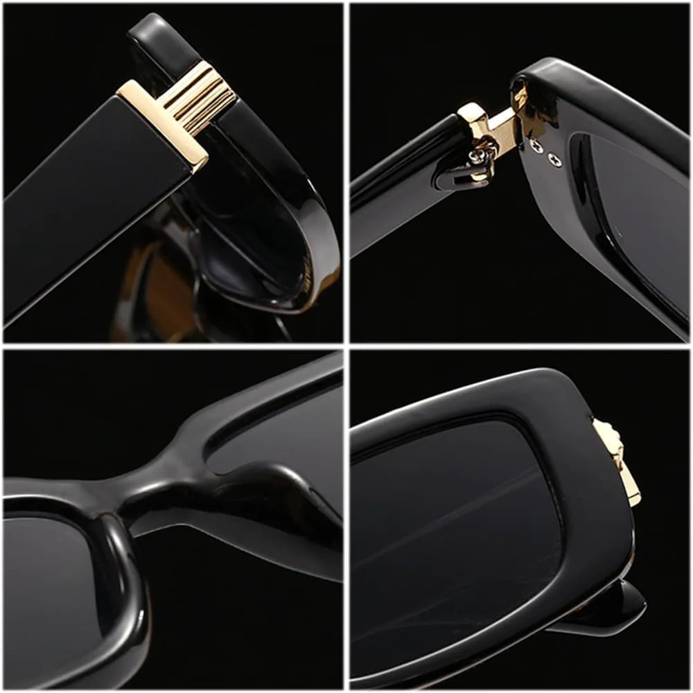 

Женские солнцезащитные очки в стиле ретро, ​​маленькие прямоугольные, с градиентным переходом цвета и защитой от УФ-излучения UV400 HCPIHF, Black Blue Tea