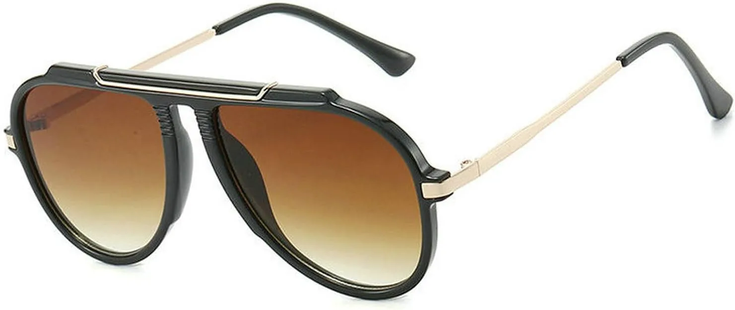 

Солнцезащитные очки-пилот COTIA увеличенного размера для женщин и мужчин, ретро, ​​с двойной перемычкой, металлические, в стиле Y2K, модные очки, Grey Tea