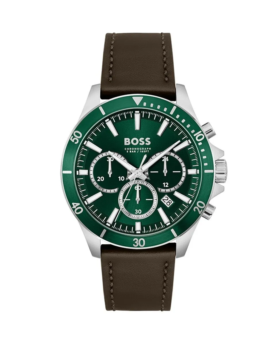 

Часы Troper Chronograph Aço IP Green Pele Boss