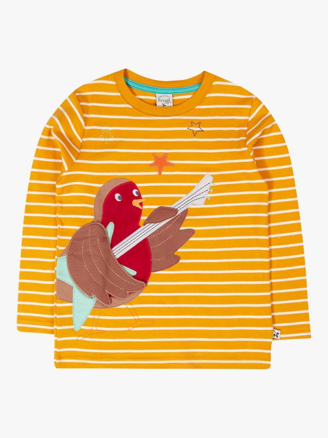 

Детская футболка Summit с длинными рукавами из хлопка Frugi, Gold/Rockin' Robin