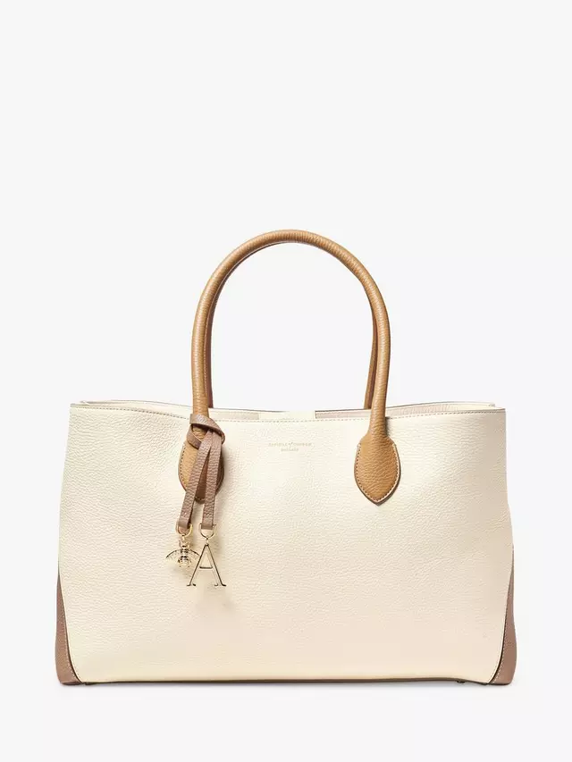 

Сумка тоут Aspinal of London Pebble Leather London, цвет cream/taupe