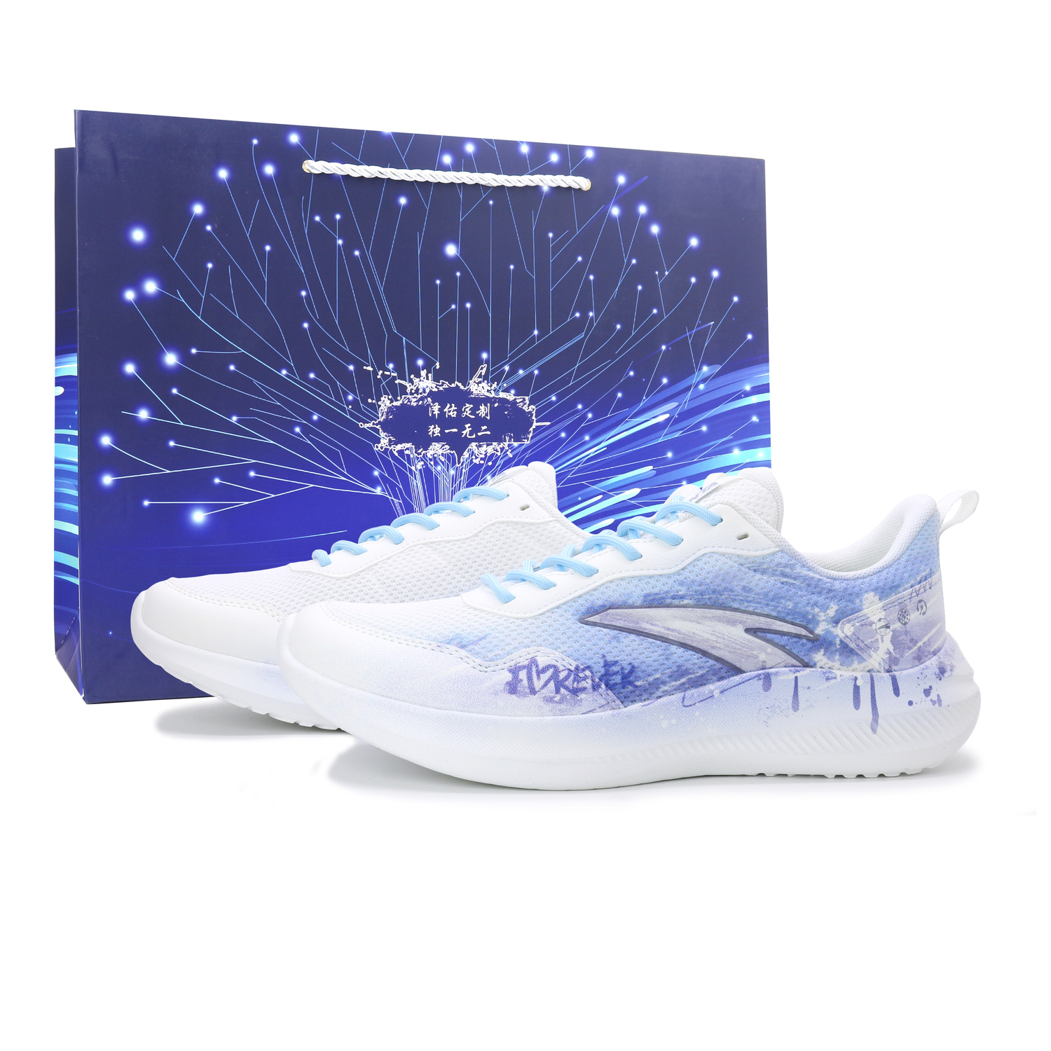 

ANTA Sky Wear resistant And Lightweight низкие городские кроссовки для комьютинга и бега мужские синий белый фиолетовый