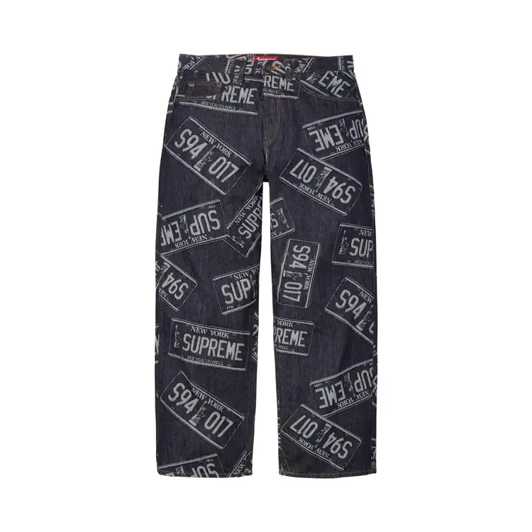 Джинсы Supreme License Plate Baggy Jean 'Rigid Indigo'