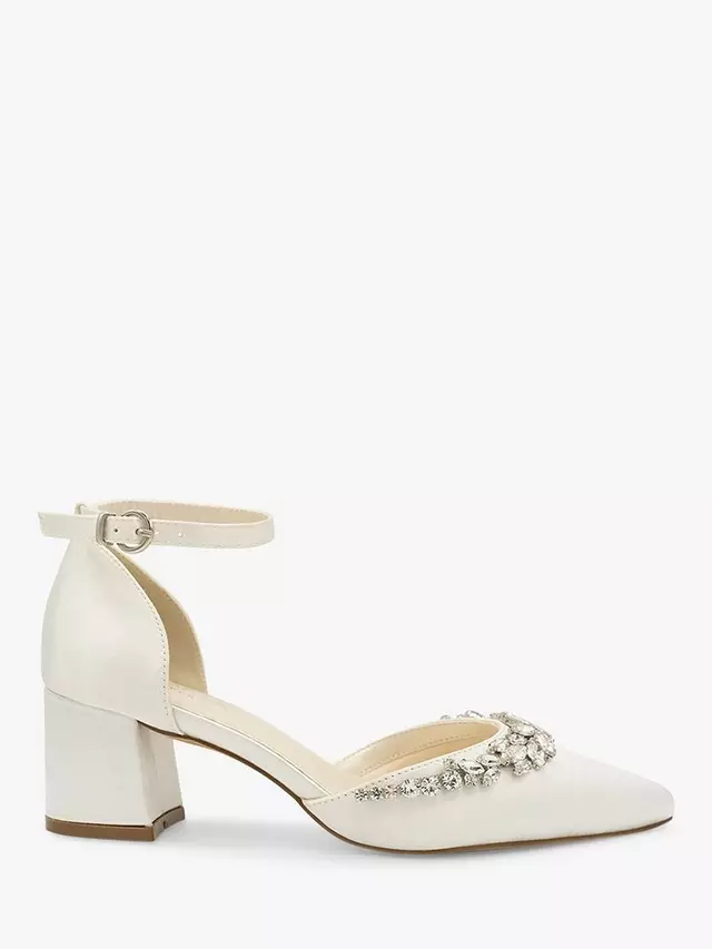 Туфли-лодочки Paradox London Cinta Dyeable Embellished Satin Mid Block Heel, слоновая кость