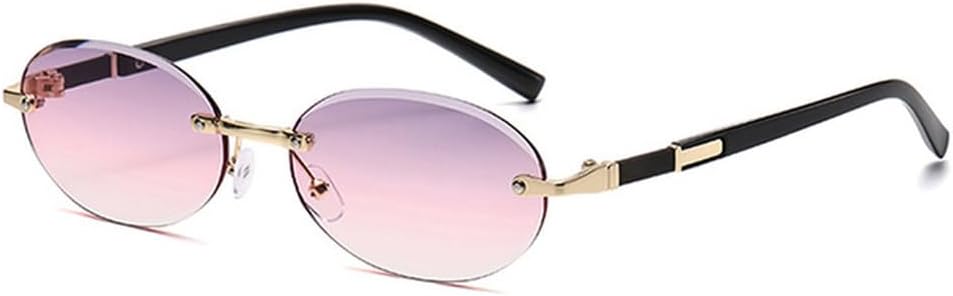 

Ретро овальные женские солнцезащитные очки, модные без оправы, прозрачные линзы с градиентом цвета "океан", солнцезащитные очки UV400 для мужчин HHZZYVY, Grey Pink Gradient