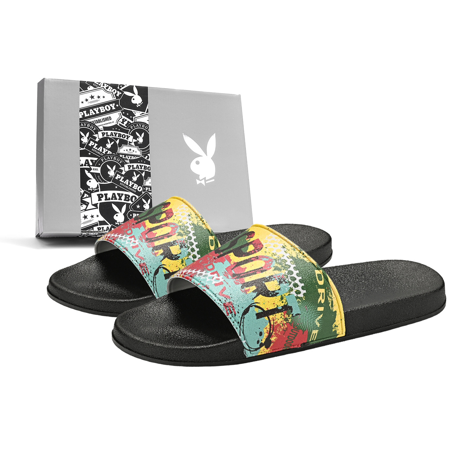 

Playboy Слайдеры унисекс черные [подарочный набор для пары], цвет Black[Gift Box Set Couple's]