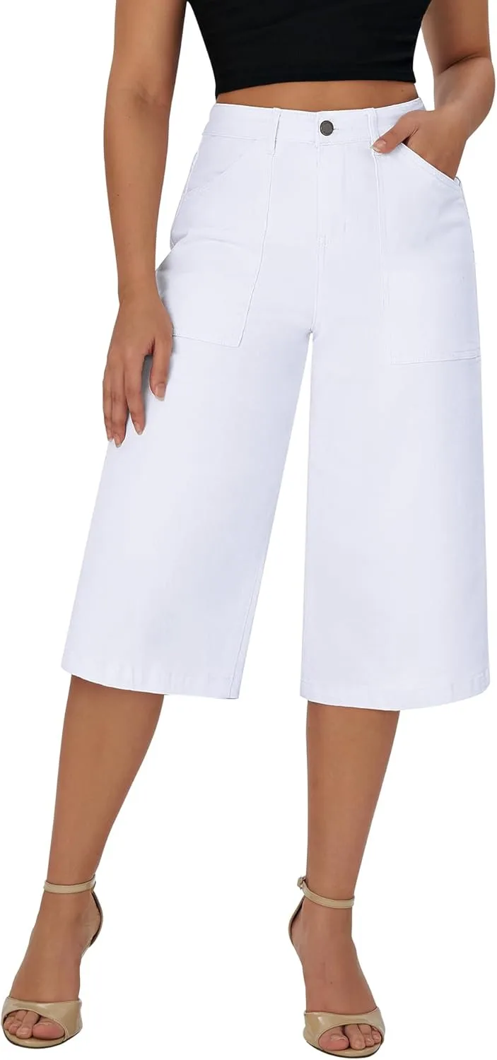 

Roswear женские широкие капри-брюки Stretchy High Waisted Loose Denim