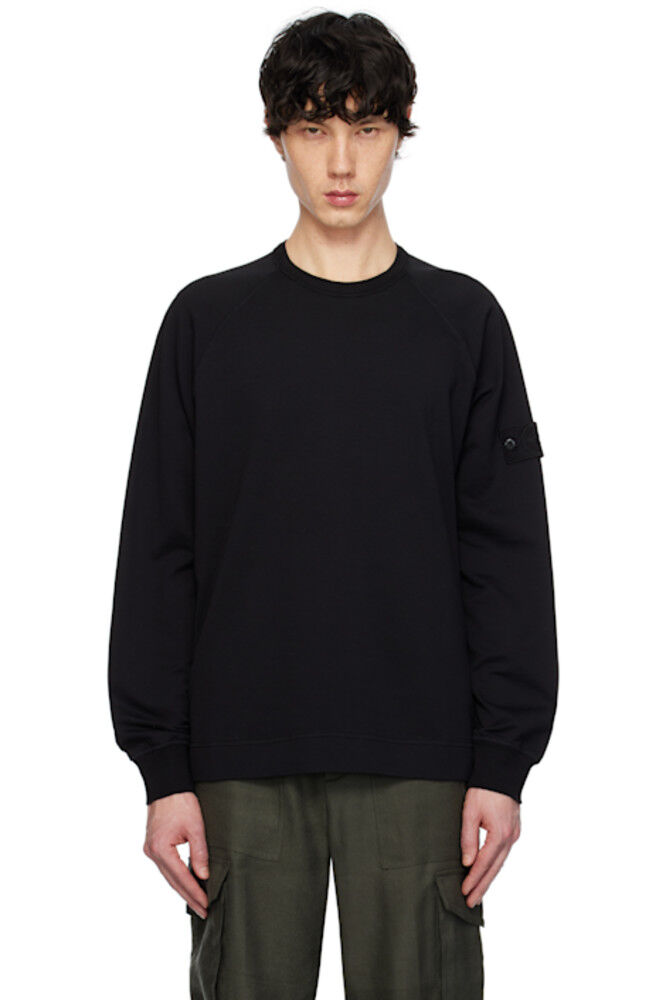 

Черная толстовка, окрашенная в готовом виде Stone Island
