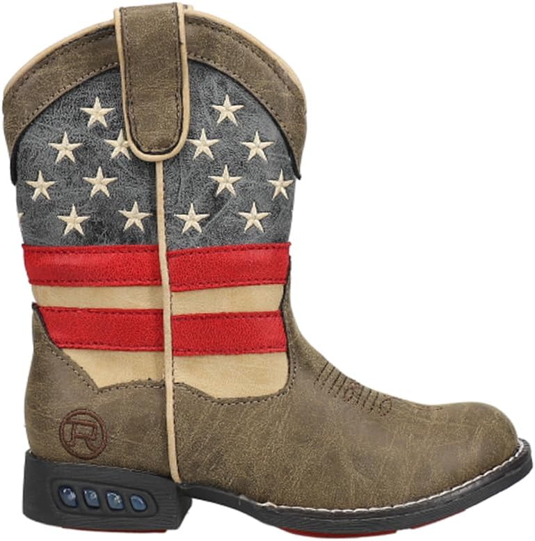 

Детские повседневные ботинки ROPER для мальчиков, с подсветкой, с круглым носком, средней высоты- синие, коричневые, красные