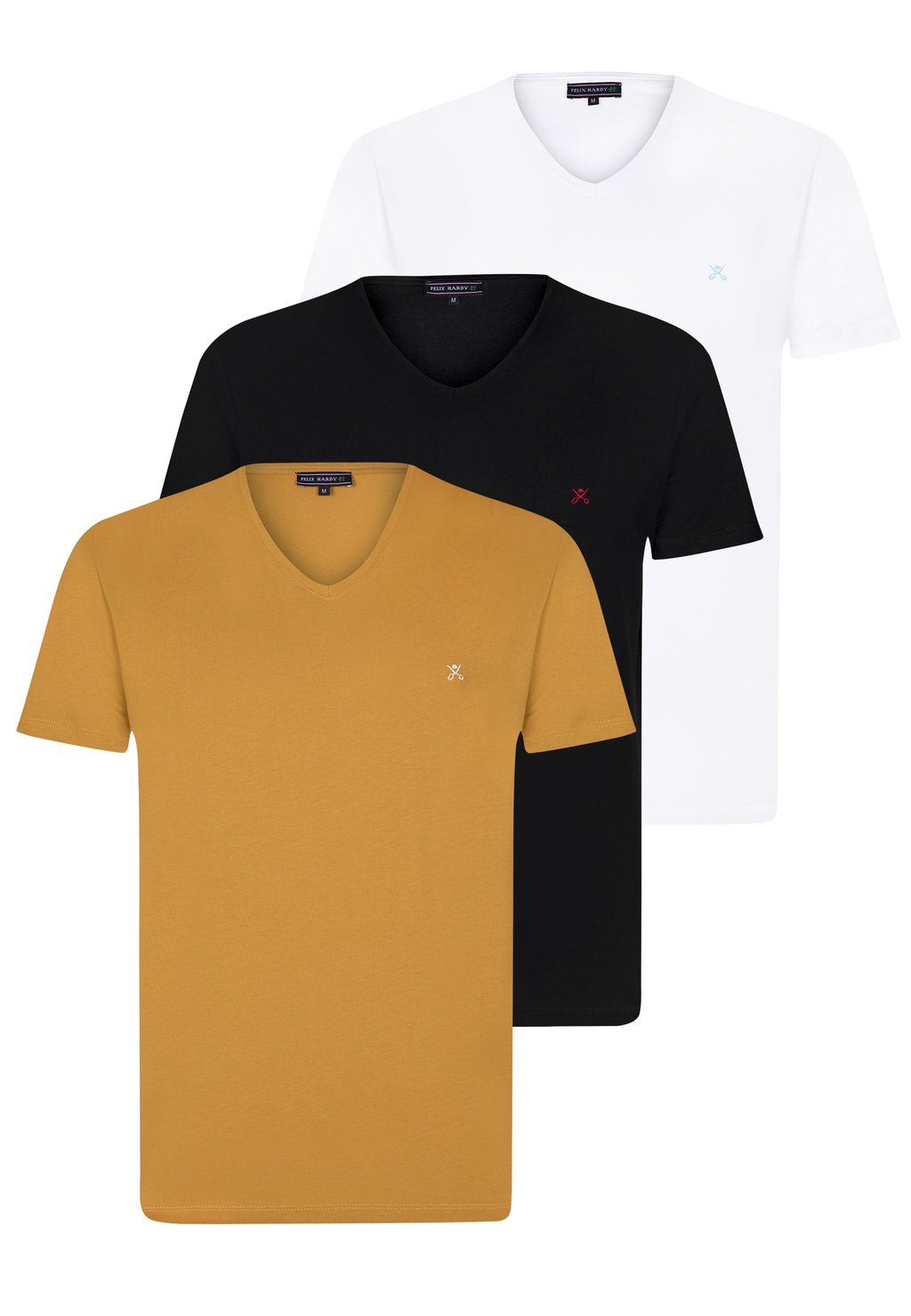 

Футболка базовая 3 PACK VNECK Felix Hardy, цвет mustard yellow